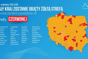 Mapa Polski z oznaczeniem czerwonych stref