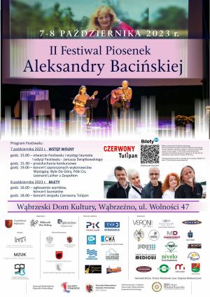 Plakat promujący II Festiwal Piosenek Aleksandry Bacińskiej