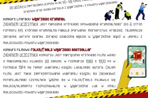 Plakat konkursowy zawierający informację o konkursie literackim i filmowym