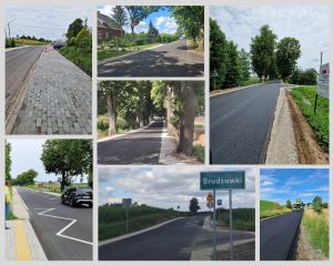 Kolaż zdjęć remontowanych dróg powiatowych