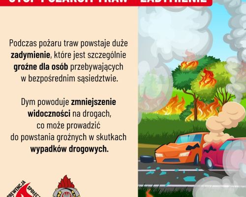 Plakat informujący o kampanii "Stop Pożarom Traw".