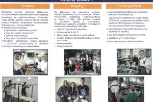 Ulotkaz informacją o szkole i projektach.