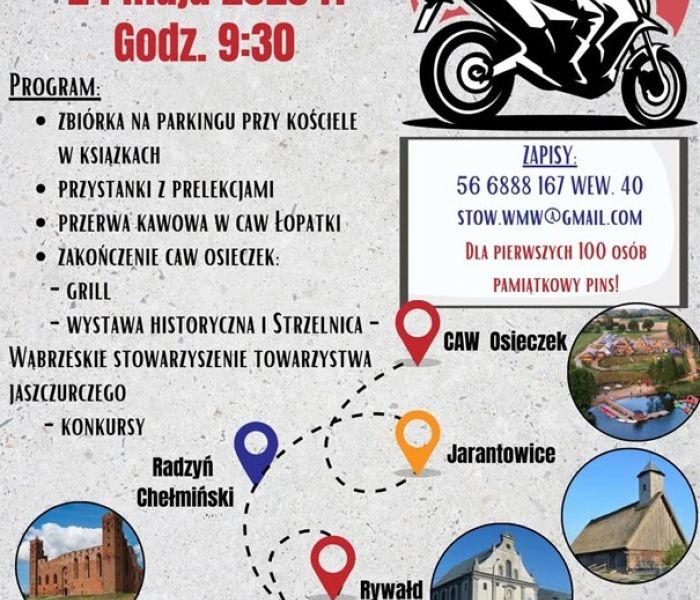 Plakat Rajdu Motocyklowego Śladami Ceglanego Gotyku.