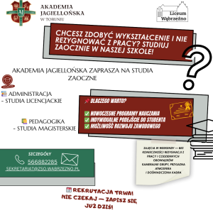 Plakat informujący o rekrutacji na studia zaoczne