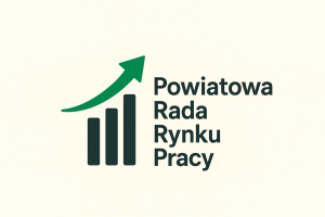 Grafika z estrzałką i napisem: Powiatowa Rada Rynku Pracy