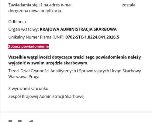 Przykład fałszywego powiadomienia