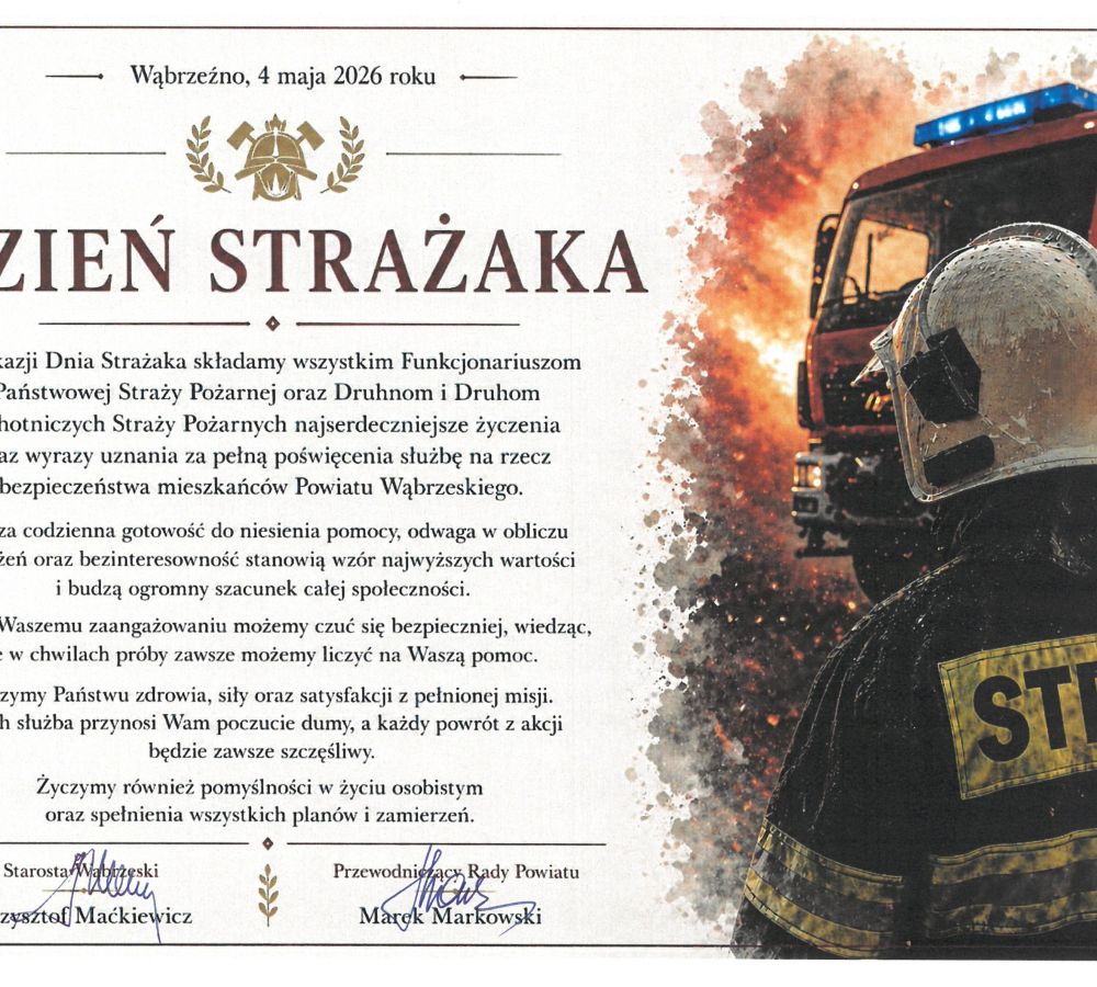 Z okazji Dnia Strażaka składamy wszystkim Funkcjonariuszom Państwowej Straży Pożarnej oraz Druhnom i Druhom Ochotniczych...