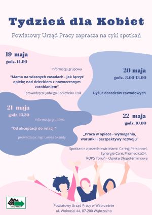 Plakat z harmonogramem "Tygodnia dla Kobiet"