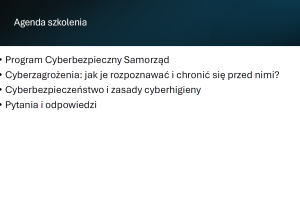 Slajd przezentacji - Agenda szkolenia