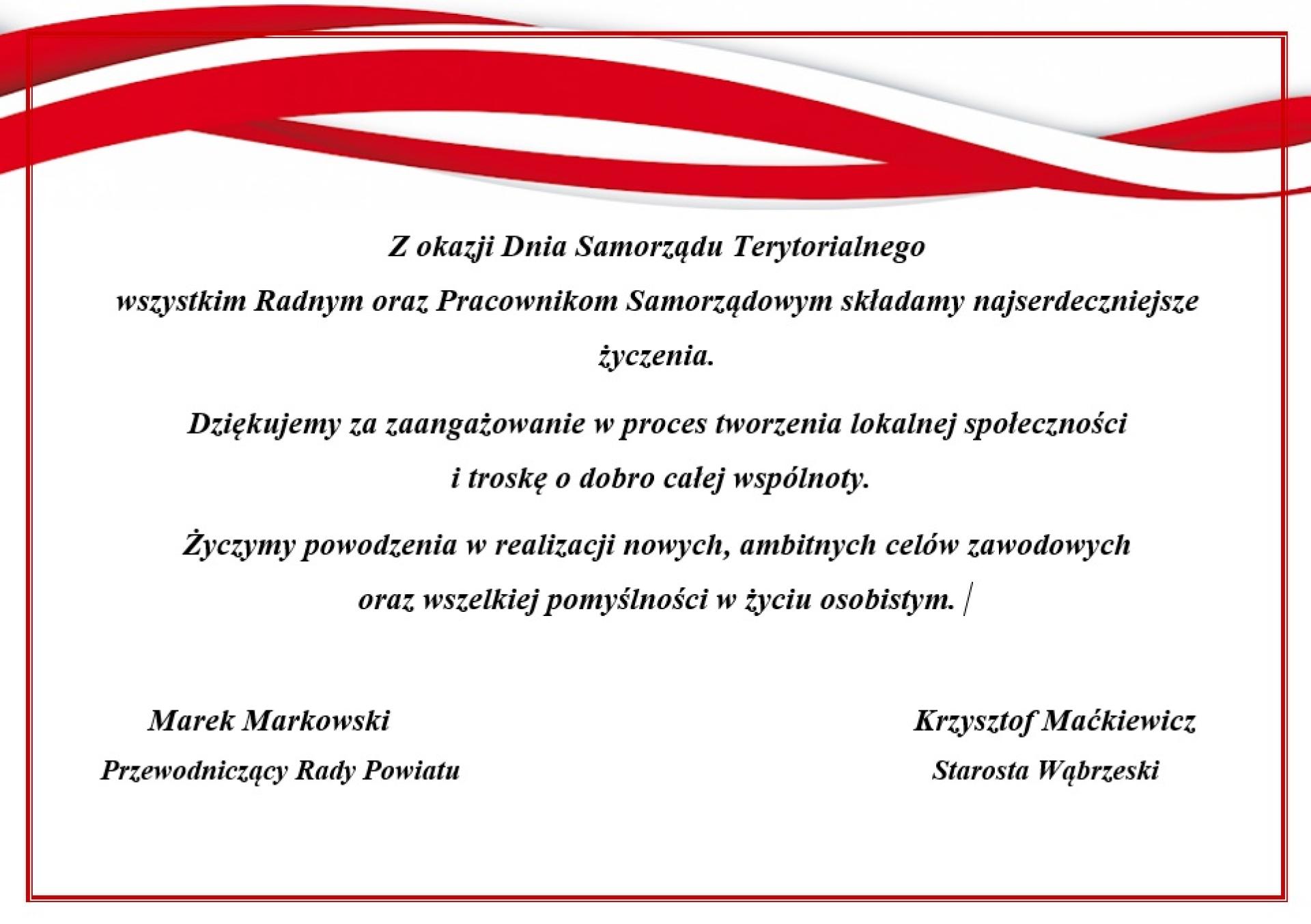 Życzenia z okazji dnia samorządu terytorialnego