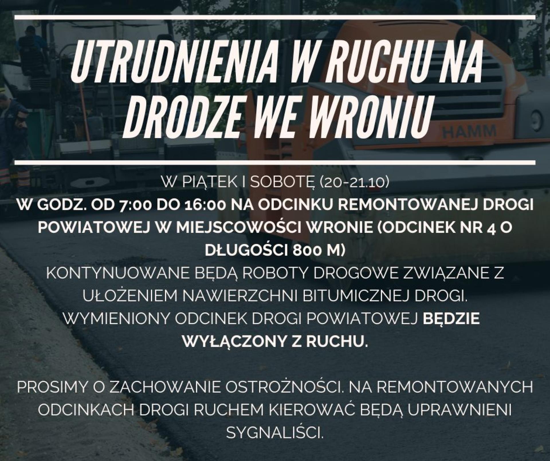 Utrudnienia w ruchu na drodze we Wroniu